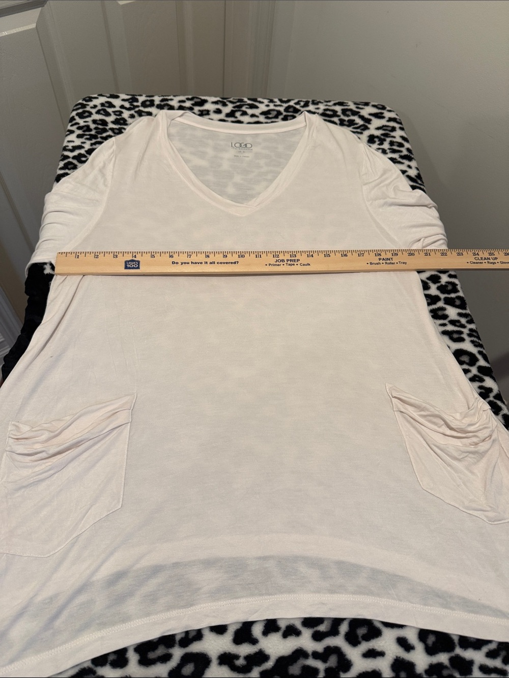 NWOT LOGO Lori Goldstein Soft Off WHT V-Neck Pocket Tunic Asymmetrical Hem XL - Picture 8 of 10